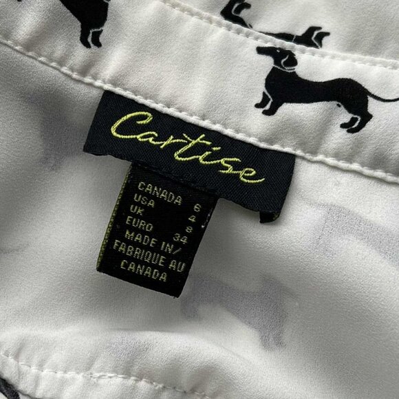 Cartise Ivory & Black Dachshund-Print Lightweight Button Front Blouse – US 4 - Picture 13 of 13